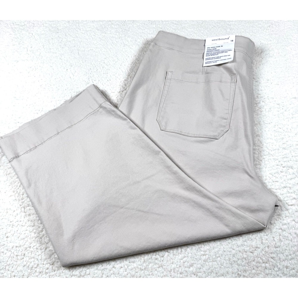 Woman's High Rise Skinny Crop Stretch Pull On Beige by Westbound  SZ 18 NEW